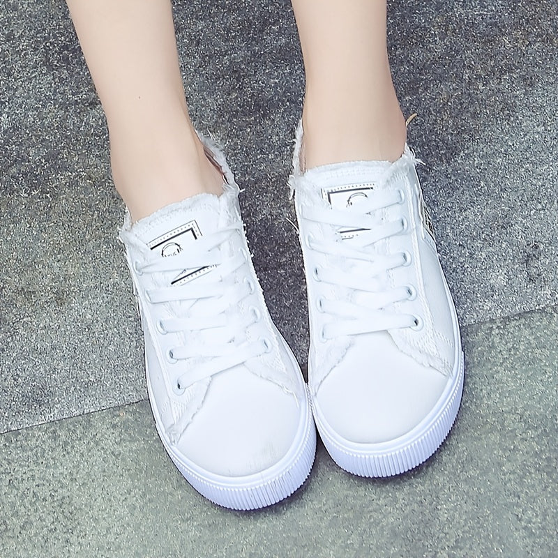 Classic Canvas Flat Shoes, Solid Color Casual Shoes